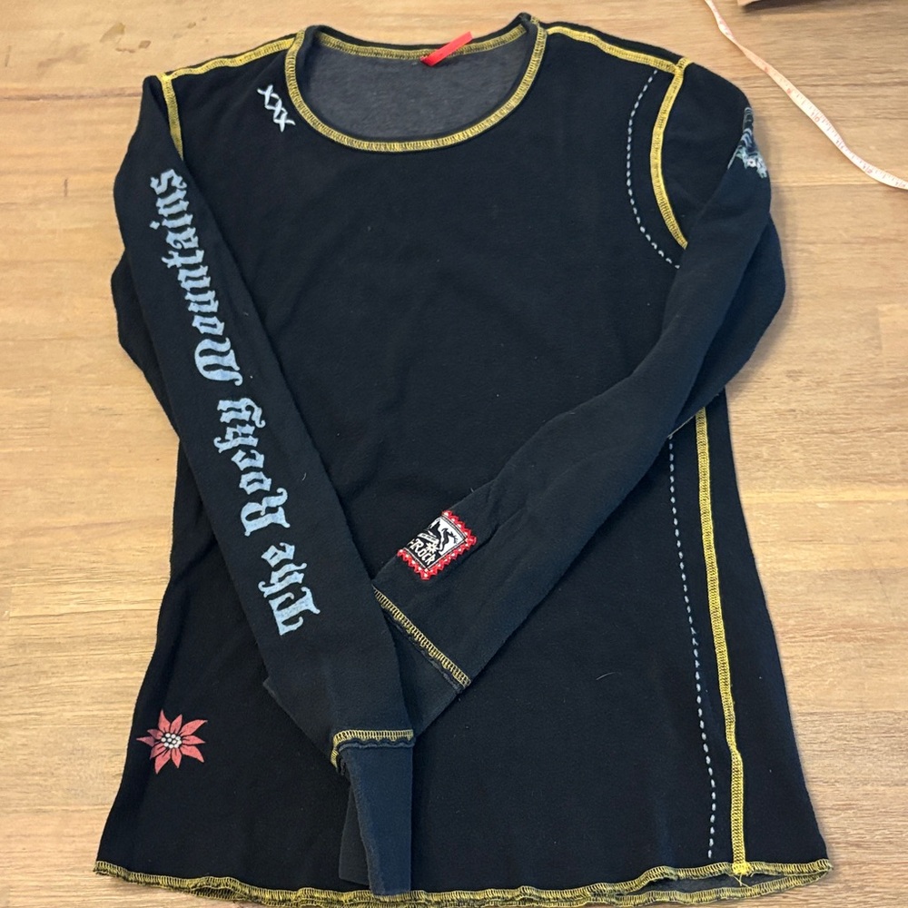 Alp N Rock Black Long Sleeve Tee with Yellow and Red Accents